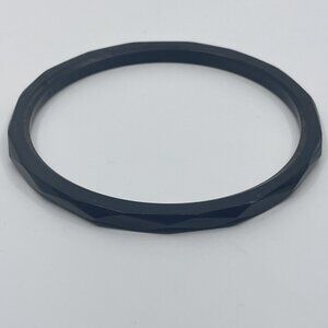 Vintage Faceted Black Bakelite Plastic Bangle Bracelet